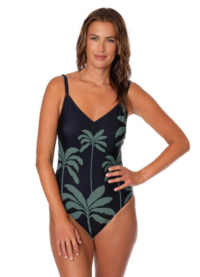 Jantzen Women's Tropical Palms Paula One Piece Swimsuit