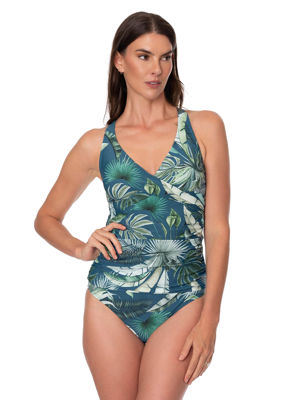 Jantzen Women's Palm Toile Louise Wrap Tankini Top