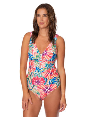 Jantzen Women's Garden Explosion Amber V Neck Tankini Top