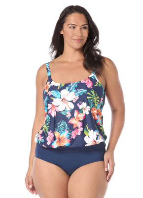 Beach House Women's Plus Size Endless Summer Sarah Blouson Tankini Top