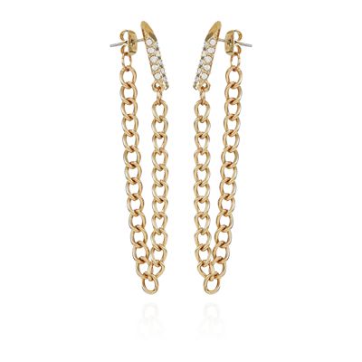 Crystal Stone Chain Drop Statement Earrings
