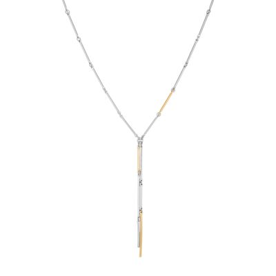 Two Tone Bar Pendant Necklace