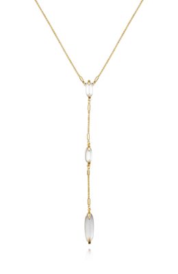 Long Goldtone & Stone Pendant Necklace