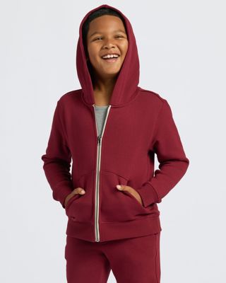 Boys' Dark Maroon Fleece Full Zip Hoodie