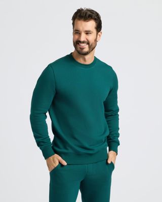 Deep Emerald Fleece French Terry Pullover Crew Neck
