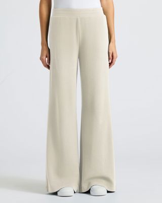 Womens Oatmeal Waffle Wide Leg Pants