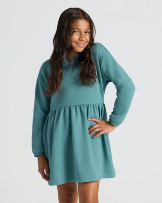 Girls Stormcloud Long Sleeve Fleece Dress