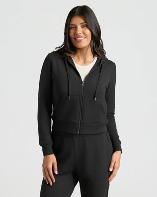 Womens Black Crop Zip Hoodie