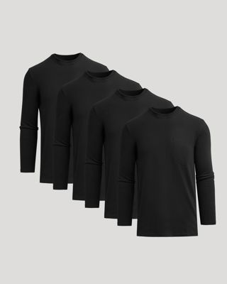 Black Tall Heavyweight Long Sleeve Pocket Crew 4-Pack