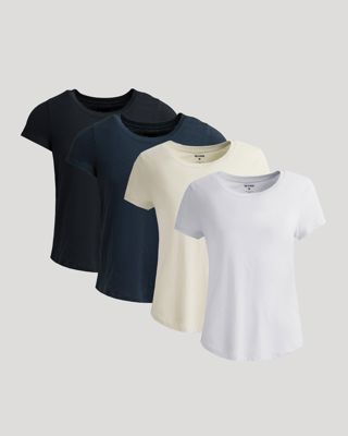Womens Staple Slub Scoop Neck Tee 4-Pack