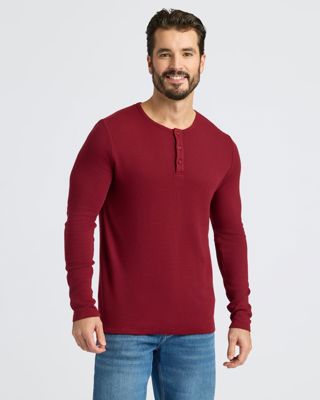 Dark Maroon Waffle Long Sleeve Henley