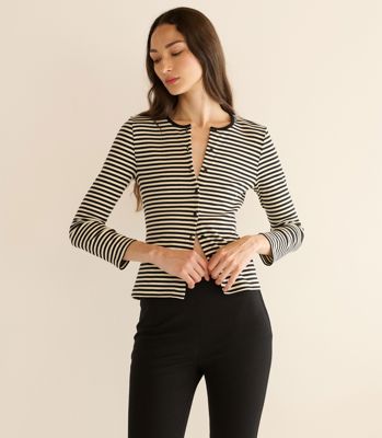 Amelie Tee -- Black Nantucket Stripe