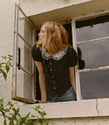 Oleta Top -- Noir Dot