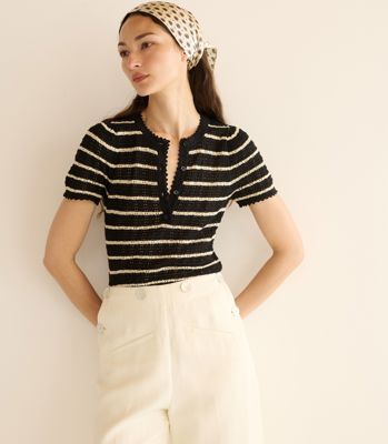 Brandie Top -- Noir Allaire Stripe
