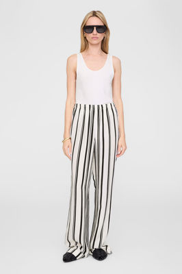 Elain Pant - Ivory And Black Monogram Stripe