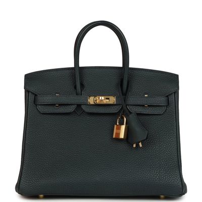 Pre-Owned Hermes Birkin 25 Vert Rousseau Togo Gold Hardware