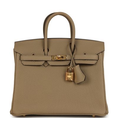 Pre-Owned Hermes Birkin 25 Beige Marfa Togo Gold Hardware