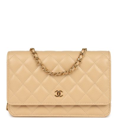 Chanel Wallet On Chain Woc Beige Caviar Gold Hardware