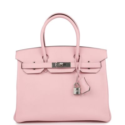 Pre-Owned Hermes Special Order (hss) Birkin 30 Rose Sakura Verso Chèvre Palladium Hardware