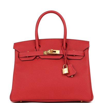 Hermes Birkin 30 Rouge Casaque Togo Gold Hardware