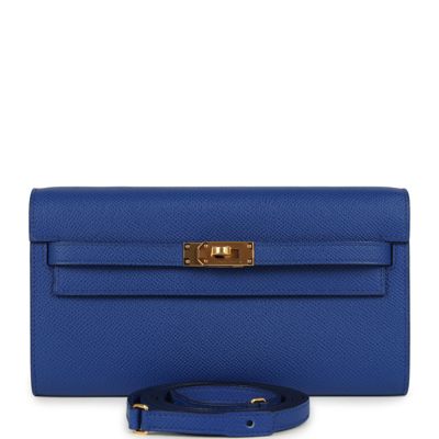 Hermes Kelly Wallet To Go Bleu Royal Epsom Gold Hardware