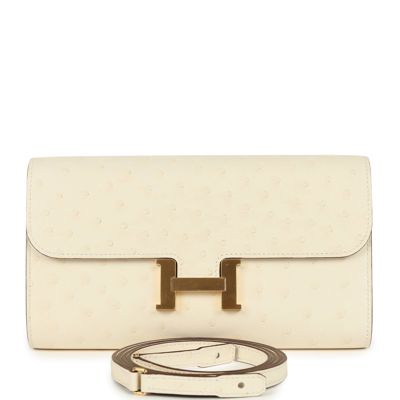 Hermes Constance Wallet To Go Nata Ostrich Gold Hardware