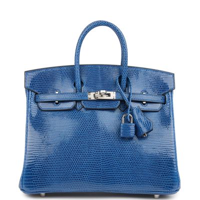 Hermes Birkin 25 Bleu Saphir Niloticus Lizard Palladium Hardware