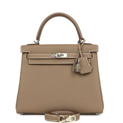 Hermes Kelly Retourne 25 Etoupe Togo Palladium Hardware