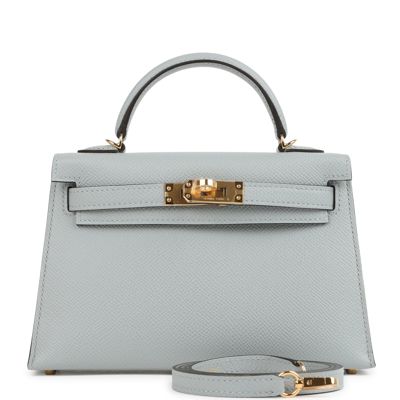 Hermes Kelly Sellier 20 Bleu Glacier Epsom Gold Hardware