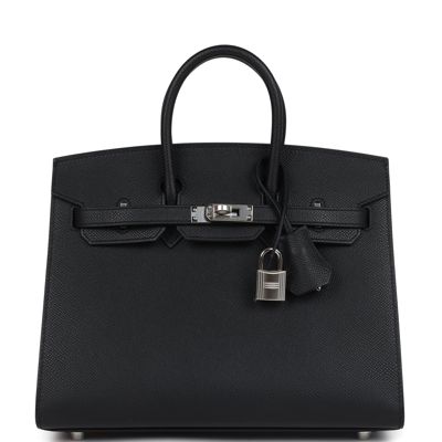 Hermes Birkin Sellier 25 Black Epsom Palladium Hardware