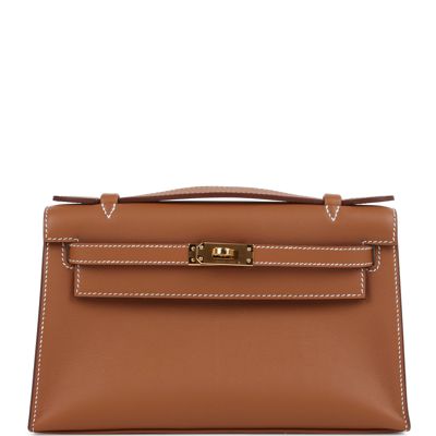 Hermes Kelly Pochette Gold Swift Gold Hardware
