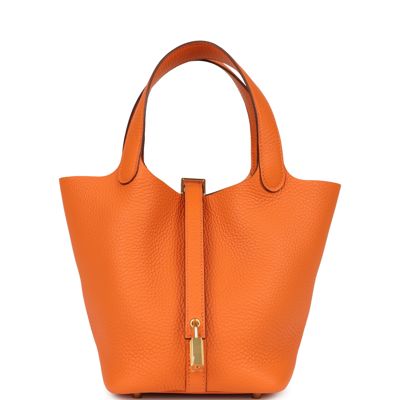 Hermes Picotin Lock 18 Orange Clemence Gold Hardware
