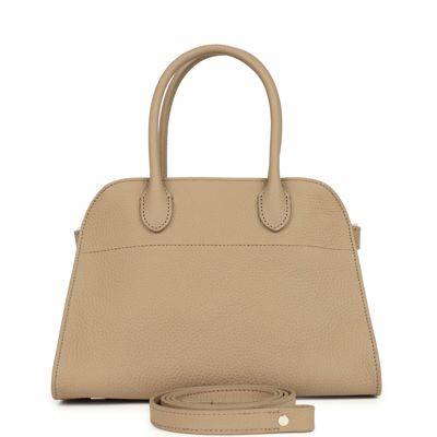 The Row Soft Margaux 10 Bag Dark Taupe Calfskin Silver Hardware