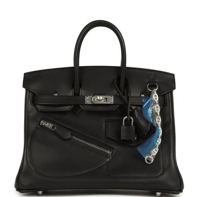 Hermes Limited Edition Birkin Rock 25 Black Volupto Palladium Hardware