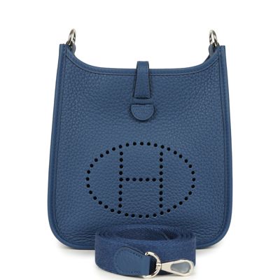 Hermes Evelyne TPM Bleu Tie Clemence Palladium Hardware