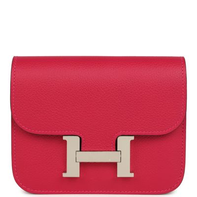 Hermes Constance Slim Wallet Framboise Verso Evercolor Palladium Hardware
