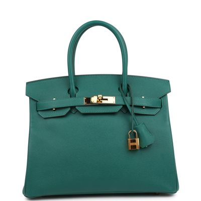 Pre-Owned Hermes Birkin 30 Malachite Epsom Gold Hardware