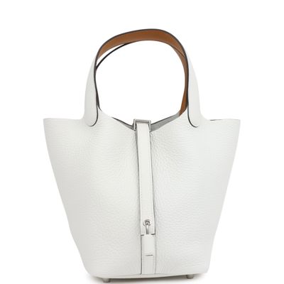Hermes Picotin Lock Eclat 18 New White Clemence And Sesame Swift Palladium Hardware