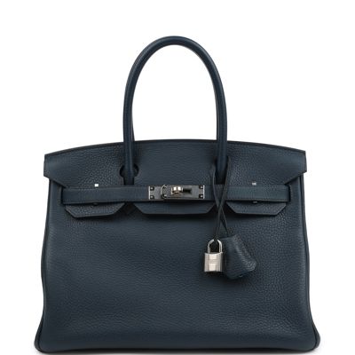 Hermes Birkin 30 Bleu De Prusse Verso Clemence Palladium Hardware