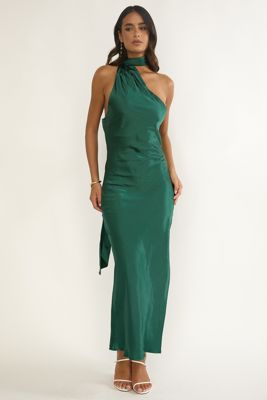 Rionna Open Cowl Back Maxi Dress Forest Green