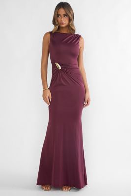 Isalyn Gathered Waist Maxi Dress Burgundy