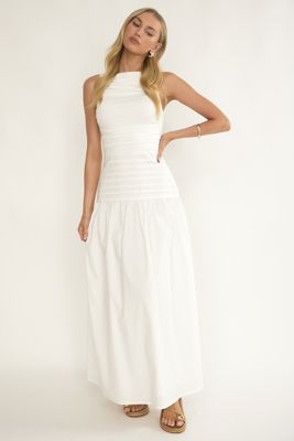 Dalayla Sleeveless Pintuck Maxi Dress White