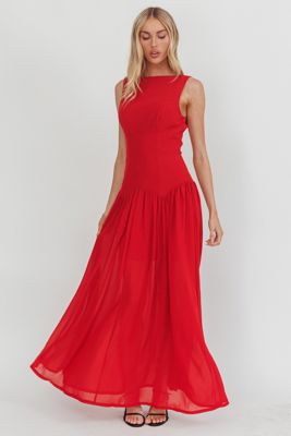 Opulent Low Back Maxi Dress Red