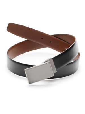 Pattern Plaque Reversible Leather Belt