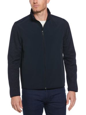 Heathered Full Zip Mock Neck Fleece Jacket