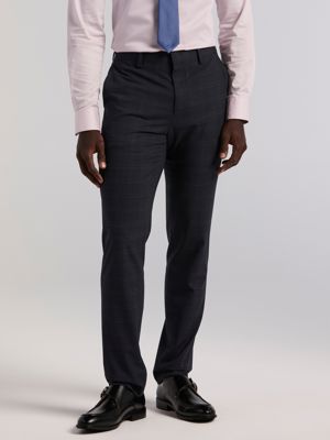 Skinny Fit Navy Plaid Suit Pant