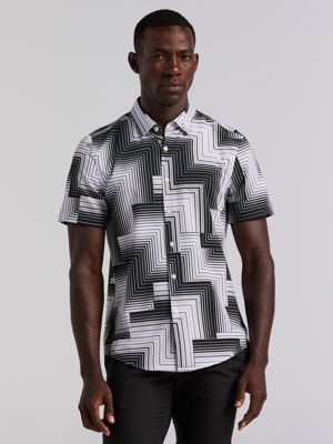 Slim Fit Linear Geo Print Shirt
