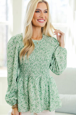 Nursing Collection: Getting Close Green Ditsy Floral Blouse