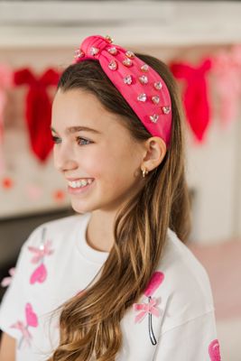 Girls: I'm The Queen Pink Heart Embellishment Headband