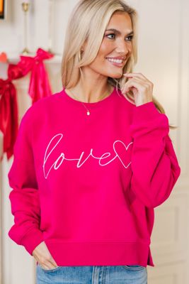 Love You Lots Fuchsia Embroidered Sweatshirt